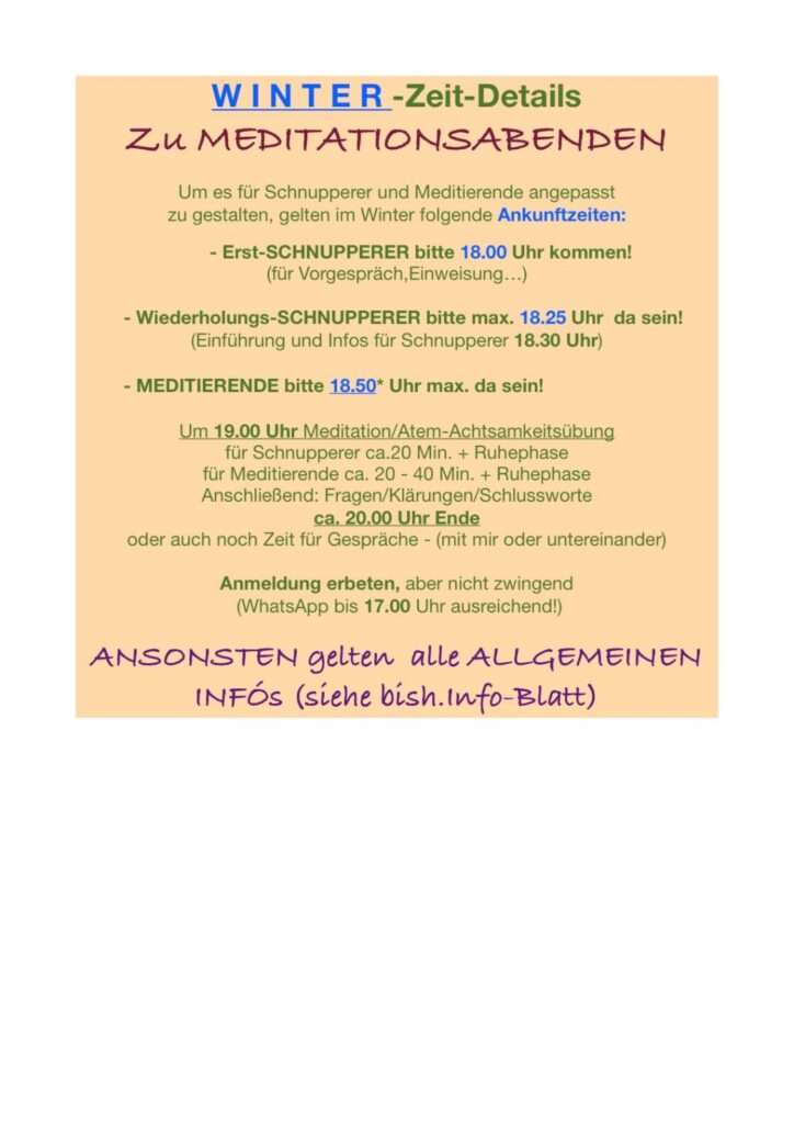 Winter Details Meditationsabende