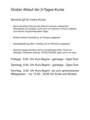 Grober Ablauf 3 Tageskurse